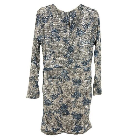 Maje $595 Sequins Mini Dress Raquine Blue Silver Size 40 Large - Picture 6 of 9